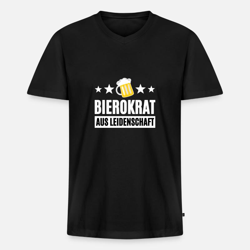 Bier Bierokratie - Männer Premium Bio T-Shirt mit V-Ausschnitt - Schwarz