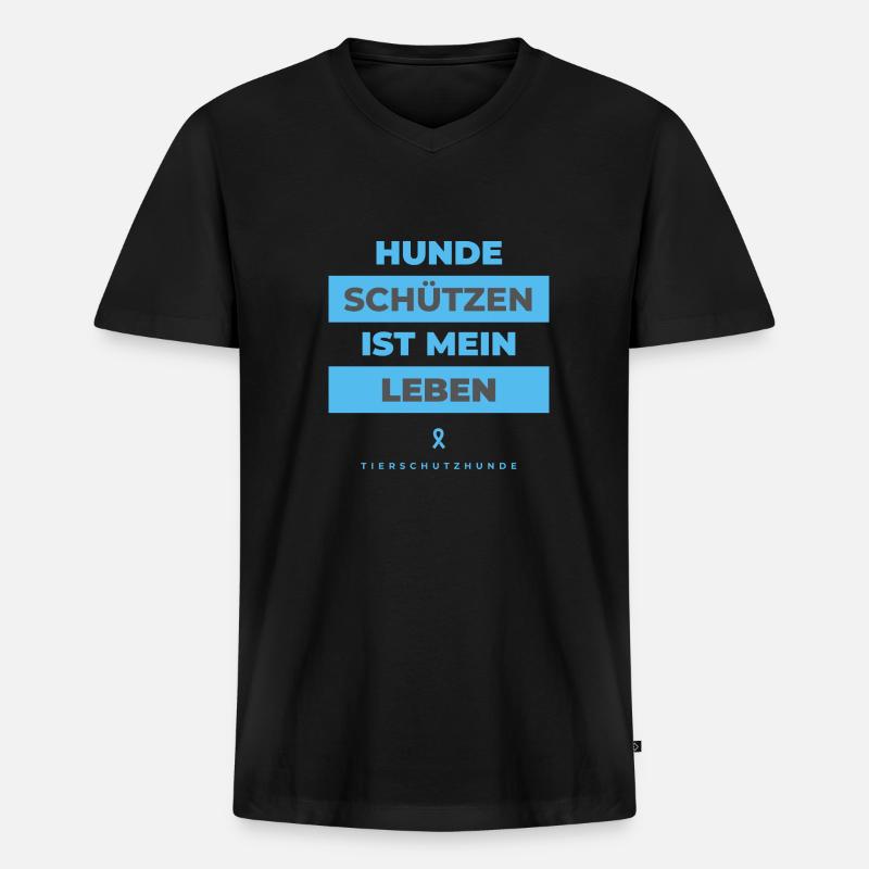 hunde schutz leben - Männer Premium Bio T-Shirt mit V-Ausschnitt - Schwarz