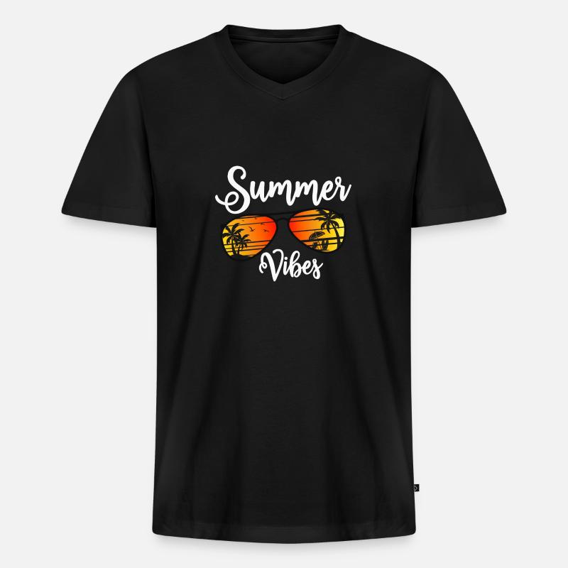 Summer Vibes - Männer Premium Bio T-Shirt mit V-Ausschnitt - Schwarz