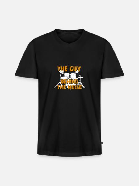 Boys love drums - the boy on the drum kit - Men's Premium Organic T-shirt with V-neck - black