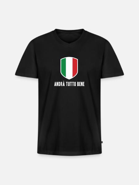 Andrà tutto bene - Männer Premium Bio T-Shirt mit V-Ausschnitt - Schwarz