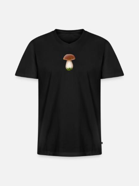 Boletus boletus setas recoger setas recolector de setas - Camiseta ecológica prémium para hombre con cuello de pico - negro