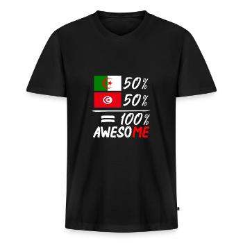 50% Algériens 50 % Tunisiens - T-shirt encolure en V Premium bio Homme - noir - Devant - Nico (187cm)
