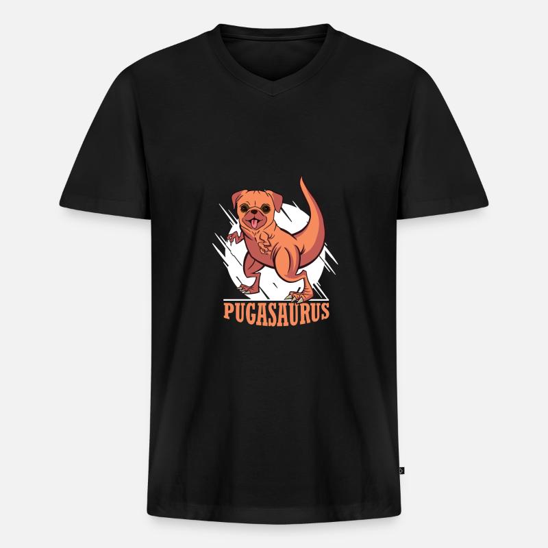 geschenkidee - pugasaurus - Männer Premium Bio T-Shirt mit V-Ausschnitt - Schwarz