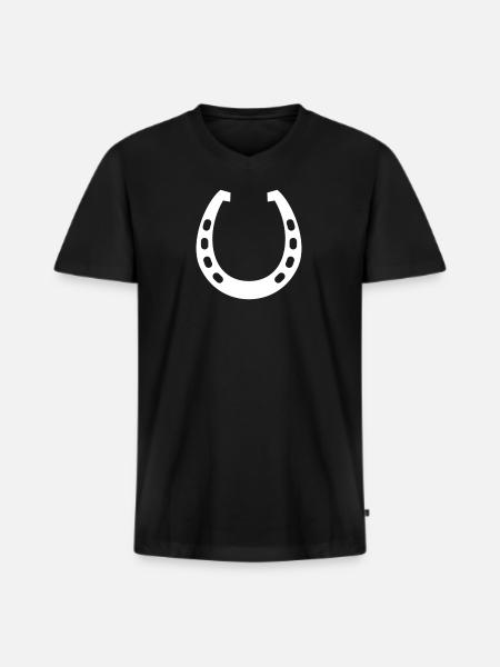 Fer à cheval Hirtiche - T-shirt encolure en V Premium bio Homme - noir
