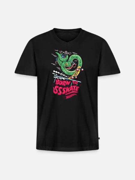 Hot Wheels Slange født til Ssskate - Premium økologisk T-shirt med V-hals til mænd - sort