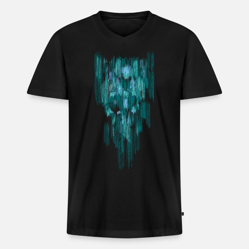 Geist - Horror Abstrakt - Männer Premium Bio T-Shirt mit V-Ausschnitt - Schwarz