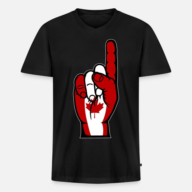 Kanada Flagge Nummer 1 - Männer Premium Bio T-Shirt mit V-Ausschnitt - Schwarz