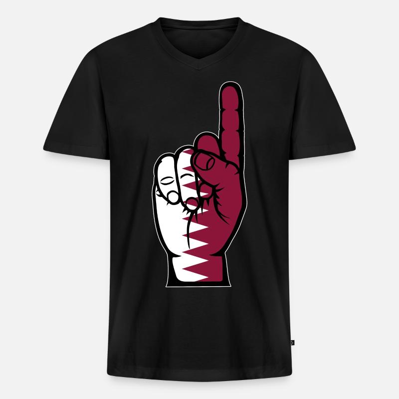 Katar Flagge Nummer 1 - Männer Premium Bio T-Shirt mit V-Ausschnitt - Schwarz