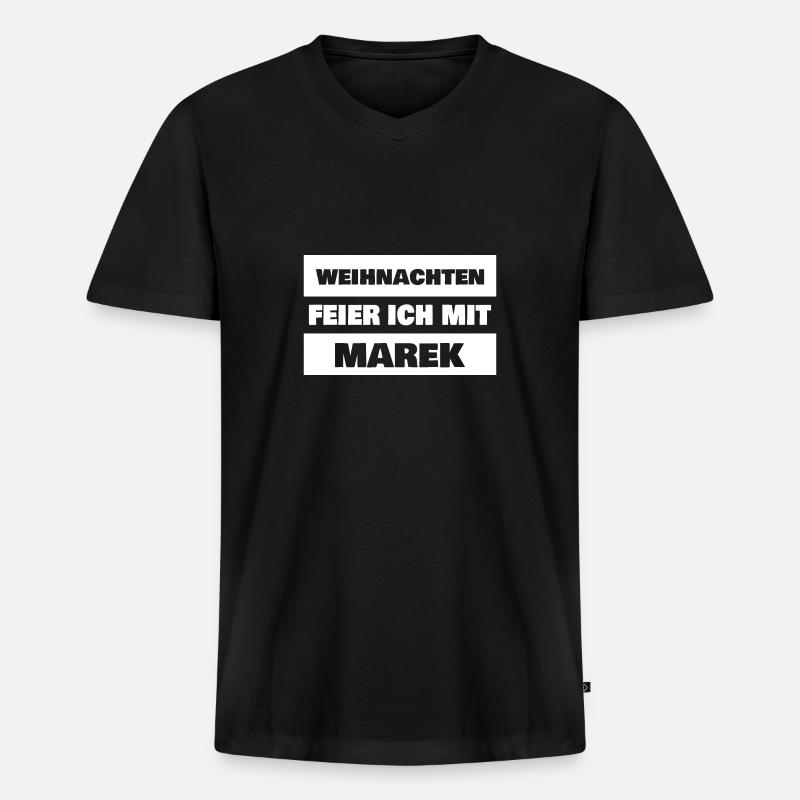 Vorname Marek - Männer Premium Bio T-Shirt mit V-Ausschnitt - Schwarz