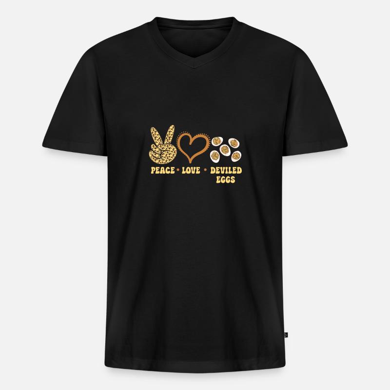 Gefüllte Eier Deviled Eggs - Männer Premium Bio T-Shirt mit V-Ausschnitt - Schwarz