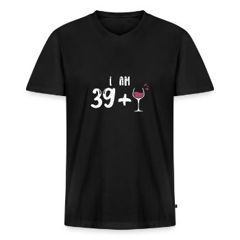 J’ai 39 ans + 1 - 40e anniversaire - T-shirt encolure en V Premium bio Homme - noir - Devant - Nico (187cm)