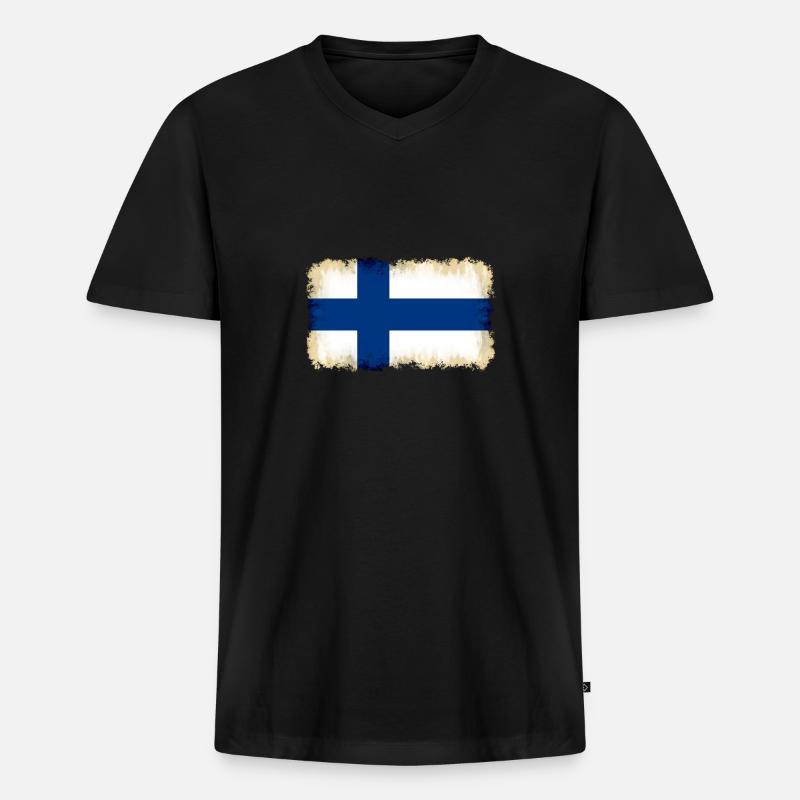 Finnland - Männer Premium Bio T-Shirt mit V-Ausschnitt - Schwarz