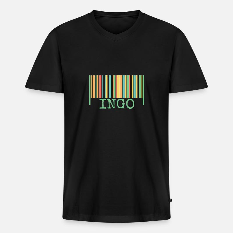 Strichcode Ingo - Männer Premium Bio T-Shirt mit V-Ausschnitt - Schwarz