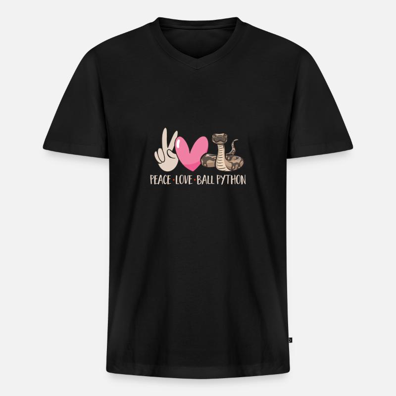 Ball Python Schlange Königspython - Männer Premium Bio T-Shirt mit V-Ausschnitt - Schwarz