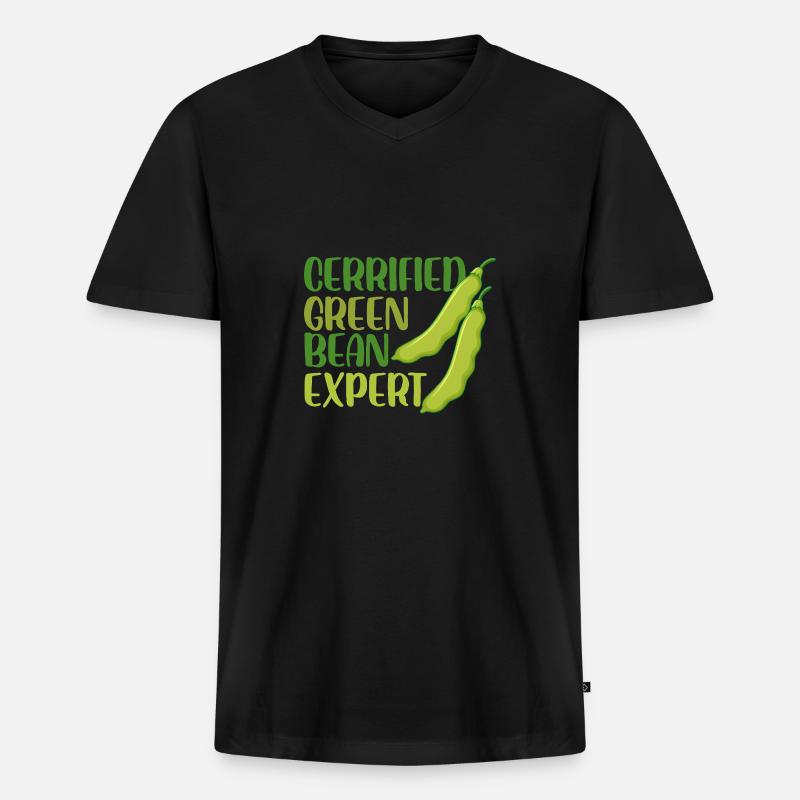 Certified Green Bean Expert Design - Männer Premium Bio T-Shirt mit V-Ausschnitt - Schwarz