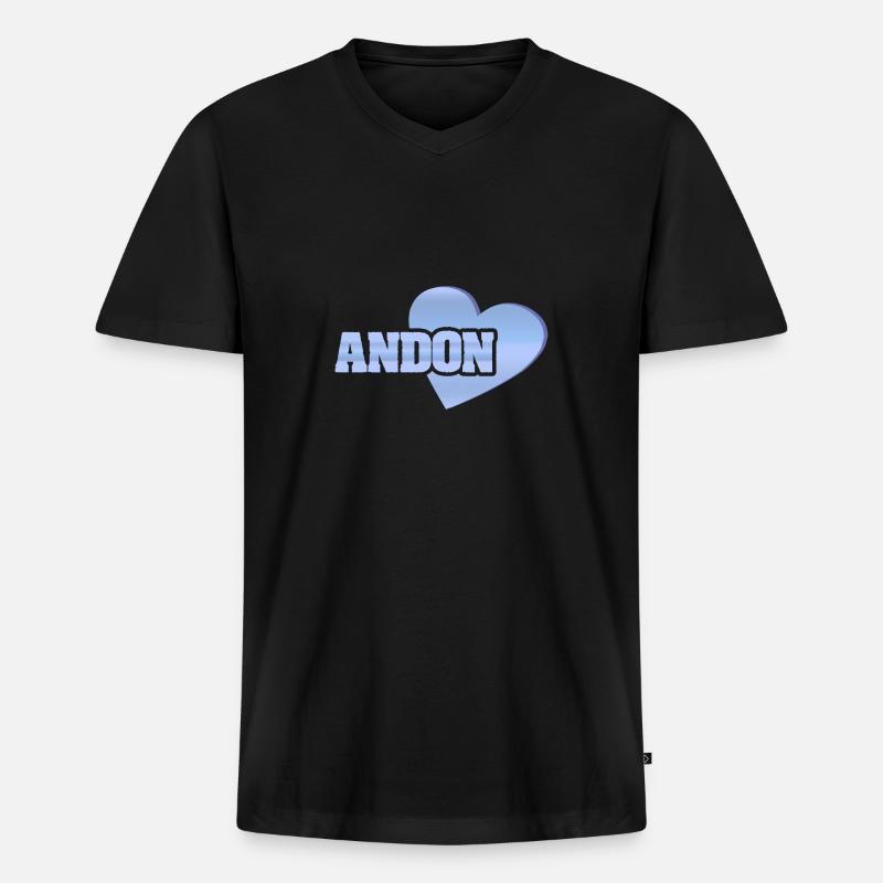 Andon - Männer Premium Bio T-Shirt mit V-Ausschnitt - Schwarz