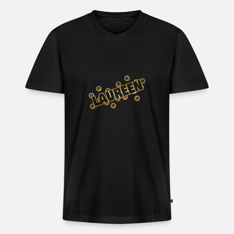 Name Laureen - Männer Premium Bio T-Shirt mit V-Ausschnitt - Schwarz
