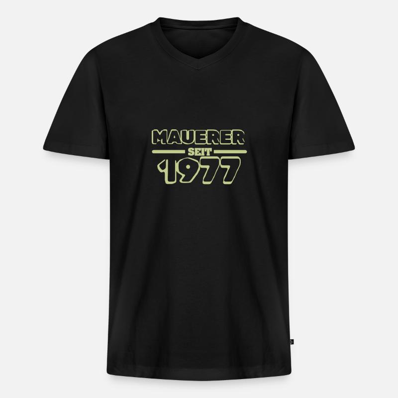 1977 - Männer Premium Bio T-Shirt mit V-Ausschnitt - Schwarz
