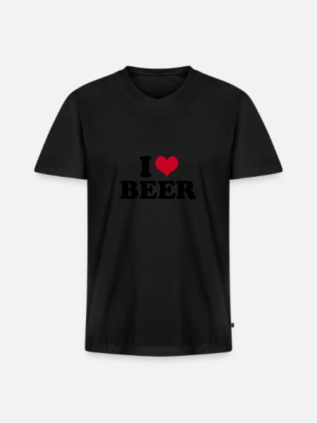 J’adore la bière Bier - T-shirt encolure en V Premium bio Homme - noir