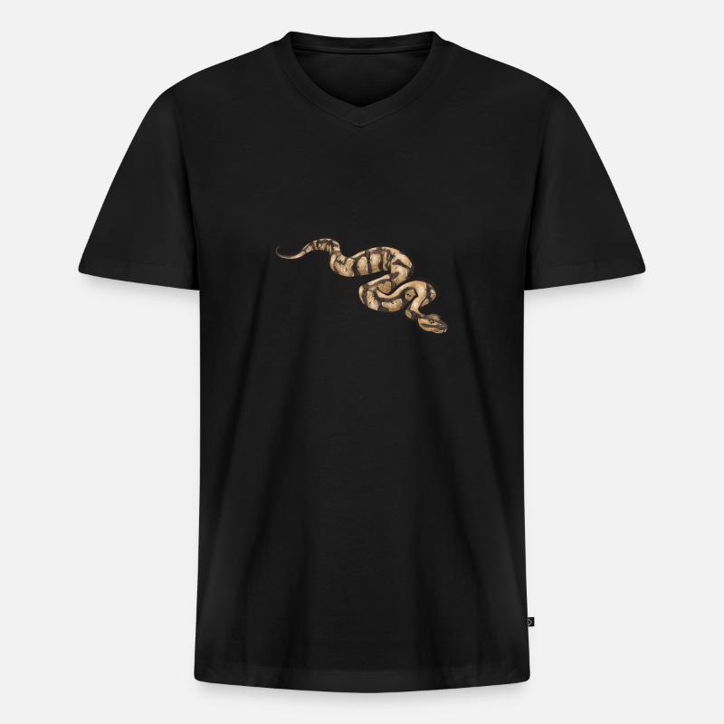 Ball Python Snake King Python - T-shirt encolure en V Premium bio Homme - noir