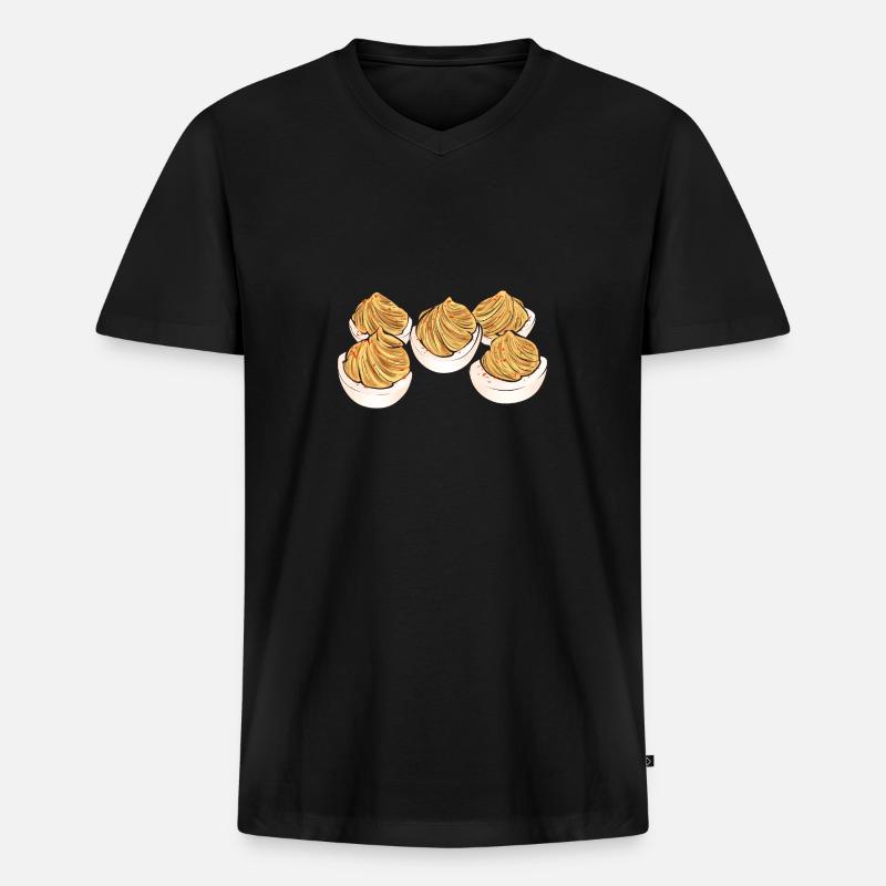 Gefüllte Eier Deviled Eggs - Männer Premium Bio T-Shirt mit V-Ausschnitt - Schwarz