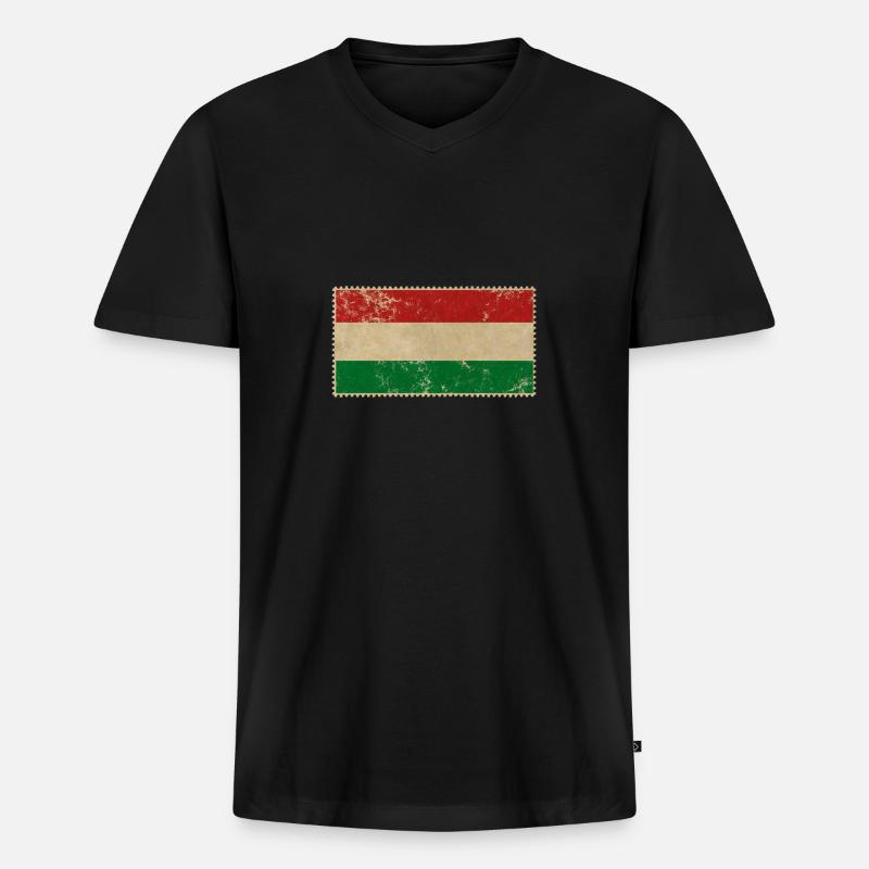 Hungary Ungarn - Männer Premium Bio T-Shirt mit V-Ausschnitt - Schwarz