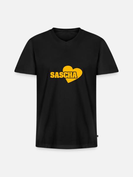 Sascha - T-shirt encolure en V Premium bio Homme - noir