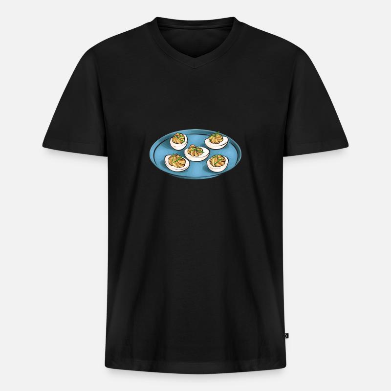 Gefüllte Eier Deviled Eggs - Männer Premium Bio T-Shirt mit V-Ausschnitt - Schwarz