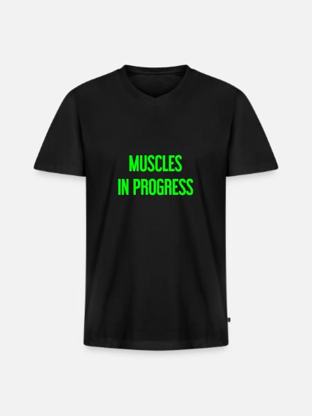 Muscles in Progress - Men's Premium Organic T-shirt with V-neck - black