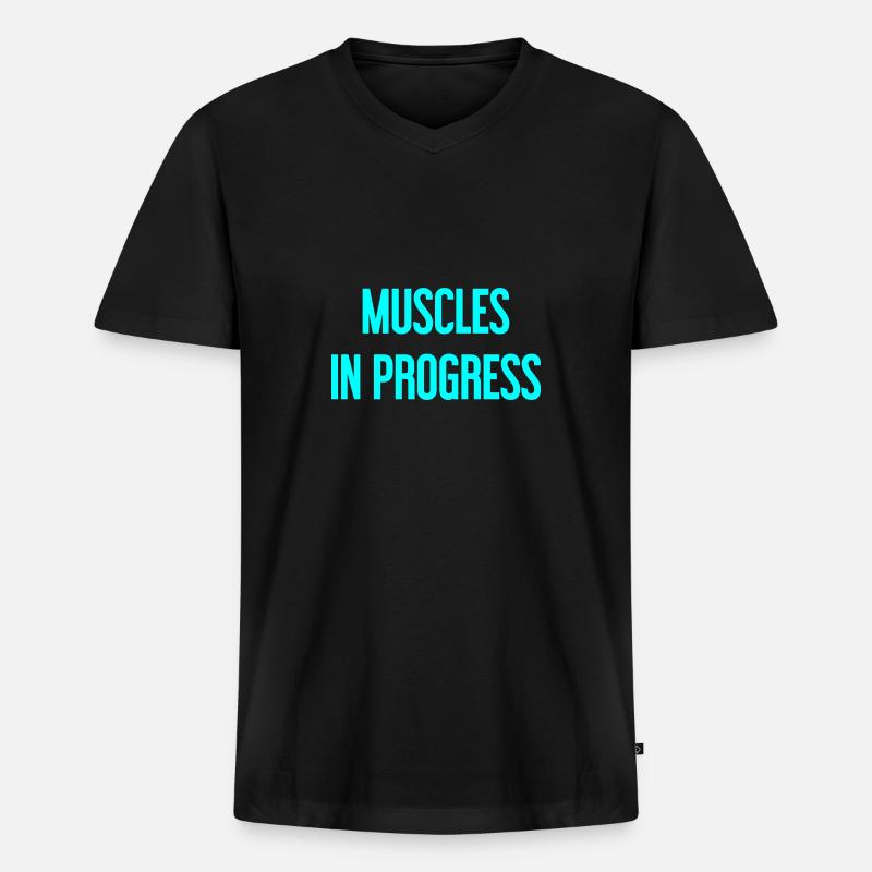 Muscles in Progress - Männer Premium Bio T-Shirt mit V-Ausschnitt - Schwarz