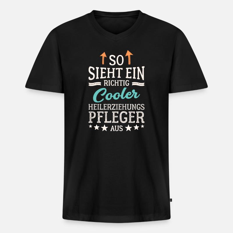 So sieht ein cooler Heilerziehungspfleger aus - Männer Premium Bio T-Shirt mit V-Ausschnitt - Schwarz