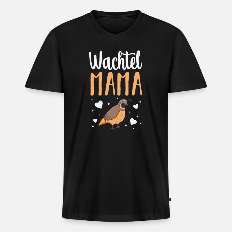 Wachtel - Männer Premium Bio T-Shirt mit V-Ausschnitt - Schwarz