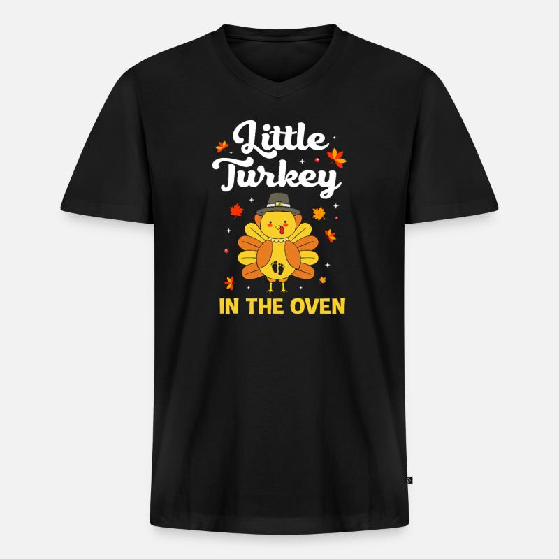 Thanksgiving Gender Reveal Werdende Mutter - Männer Premium Bio T-Shirt mit V-Ausschnitt - Schwarz