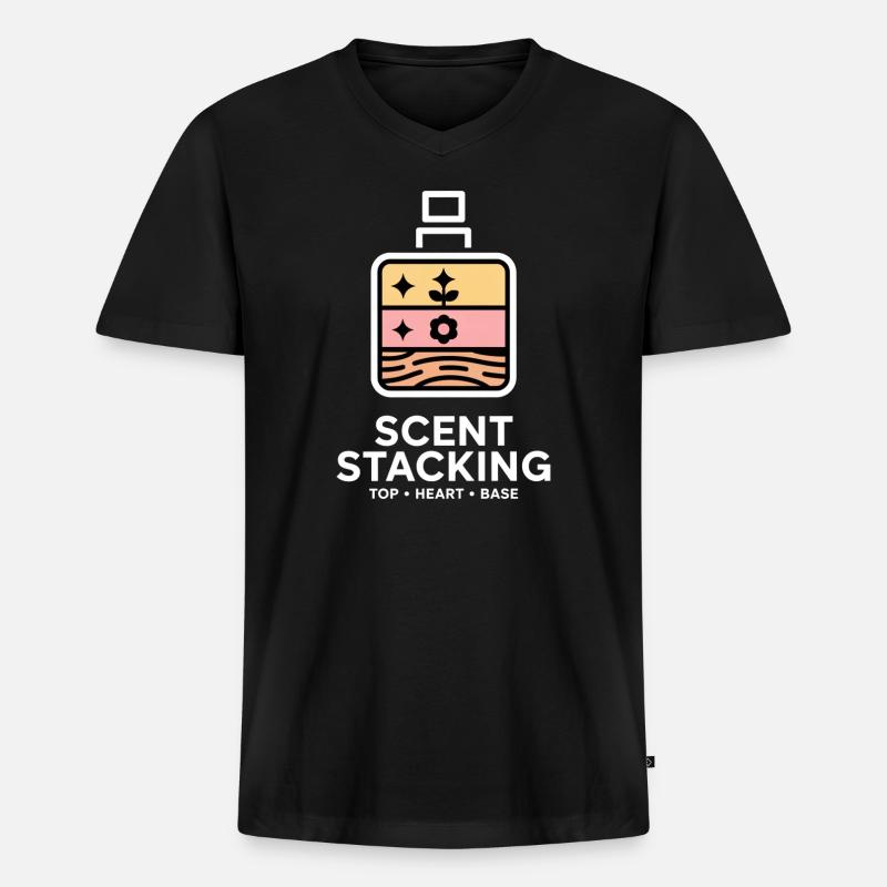 Scent Stacking Top Heart Base Notes - Männer Premium Bio T-Shirt mit V-Ausschnitt - Schwarz
