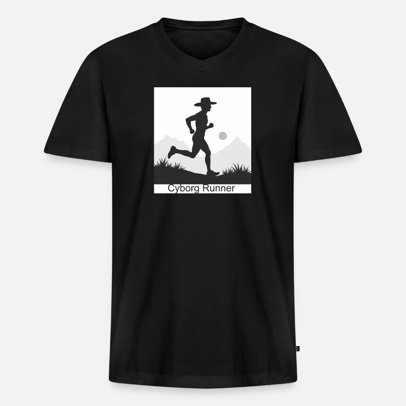 Cyborg Runner - Männer Premium Bio T-Shirt mit V-Ausschnitt - Schwarz