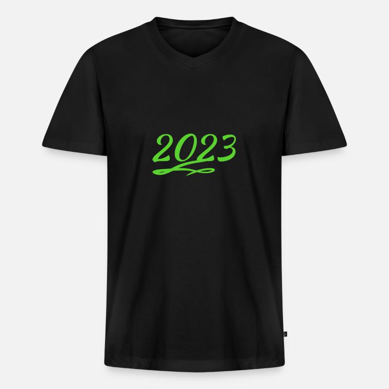 2023 - Männer Premium Bio T-Shirt mit V-Ausschnitt - Schwarz