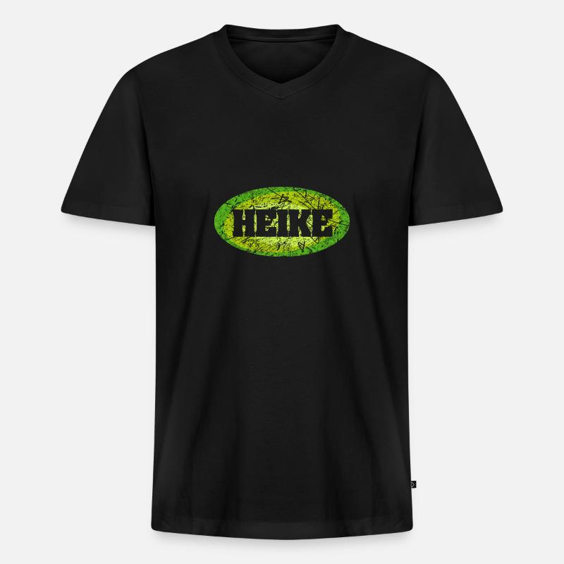 heike - Männer Premium Bio T-Shirt mit V-Ausschnitt - Schwarz