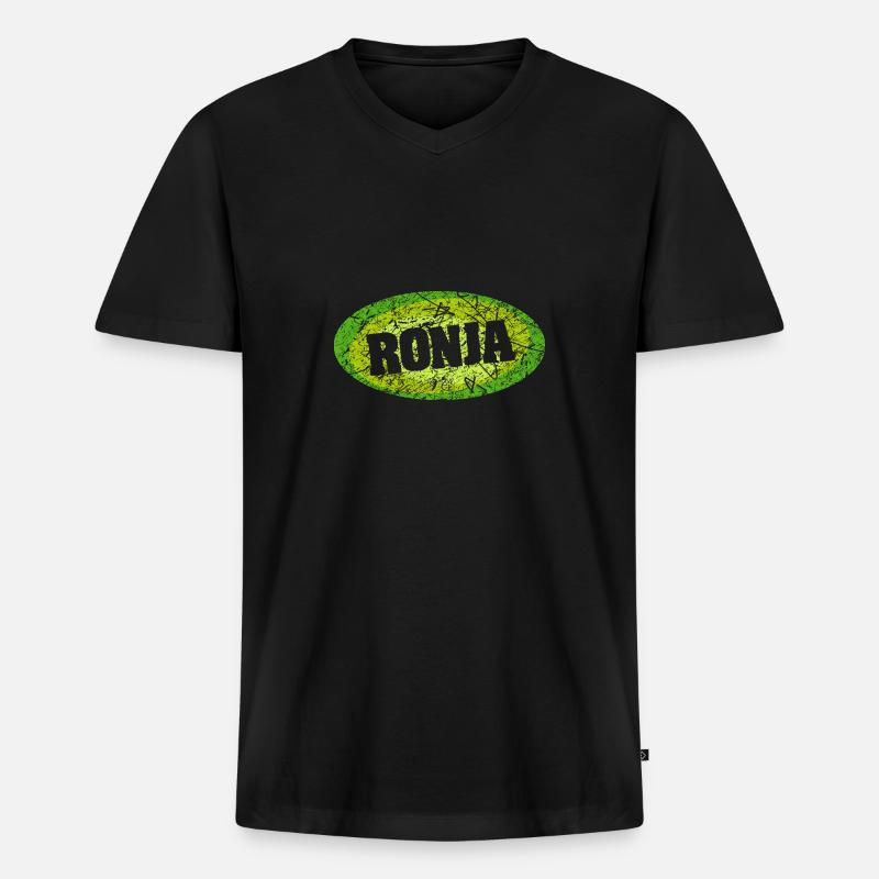 Ronja - Männer Premium Bio T-Shirt mit V-Ausschnitt - Schwarz