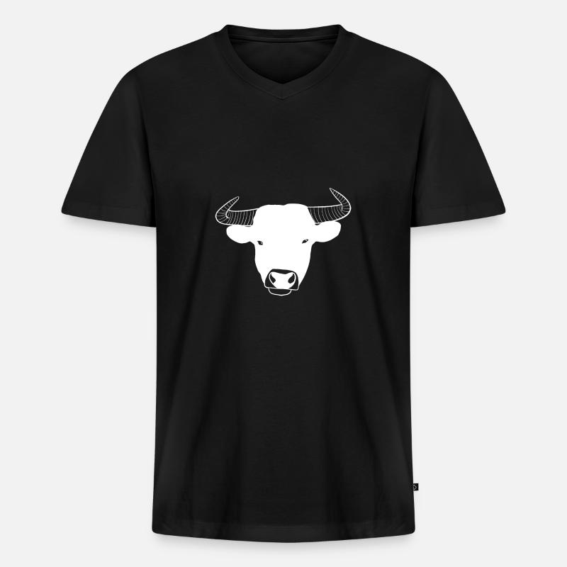 Stier Sternzeichen Kuh - Männer Premium Bio T-Shirt mit V-Ausschnitt - Schwarz