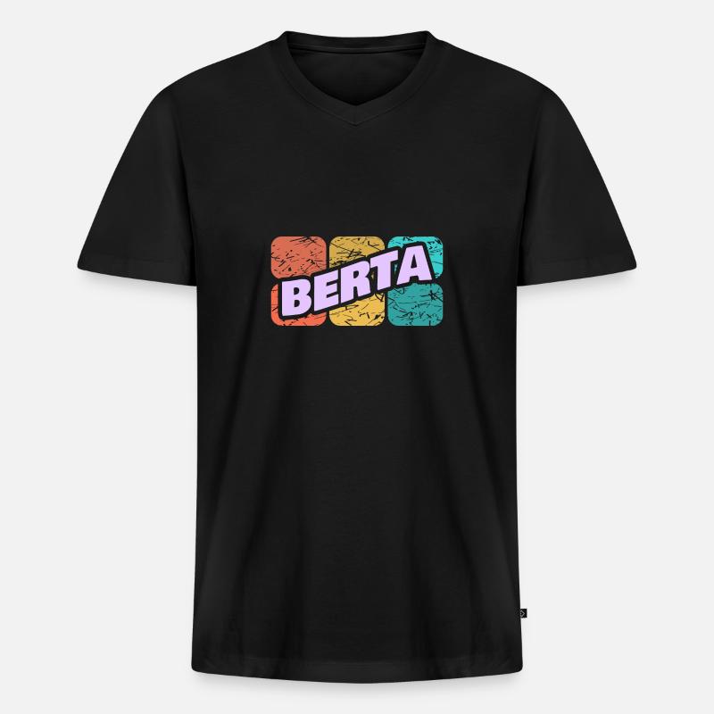 Berta als Berta - Männer Premium Bio T-Shirt mit V-Ausschnitt - Schwarz