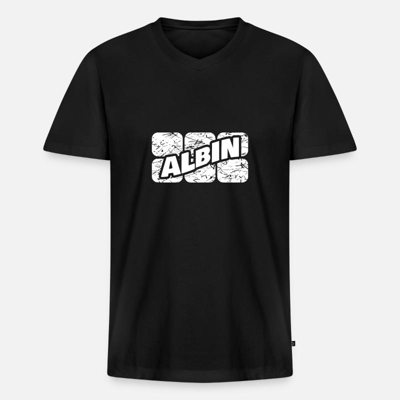 Albin Albin - Männer Premium Bio T-Shirt mit V-Ausschnitt - Schwarz