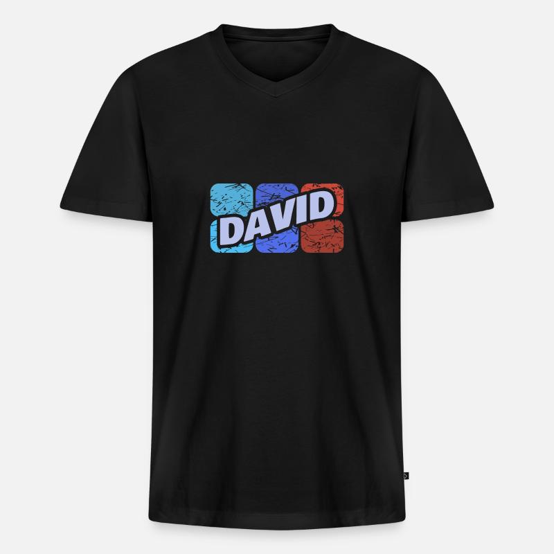 David als David - Männer Premium Bio T-Shirt mit V-Ausschnitt - Schwarz