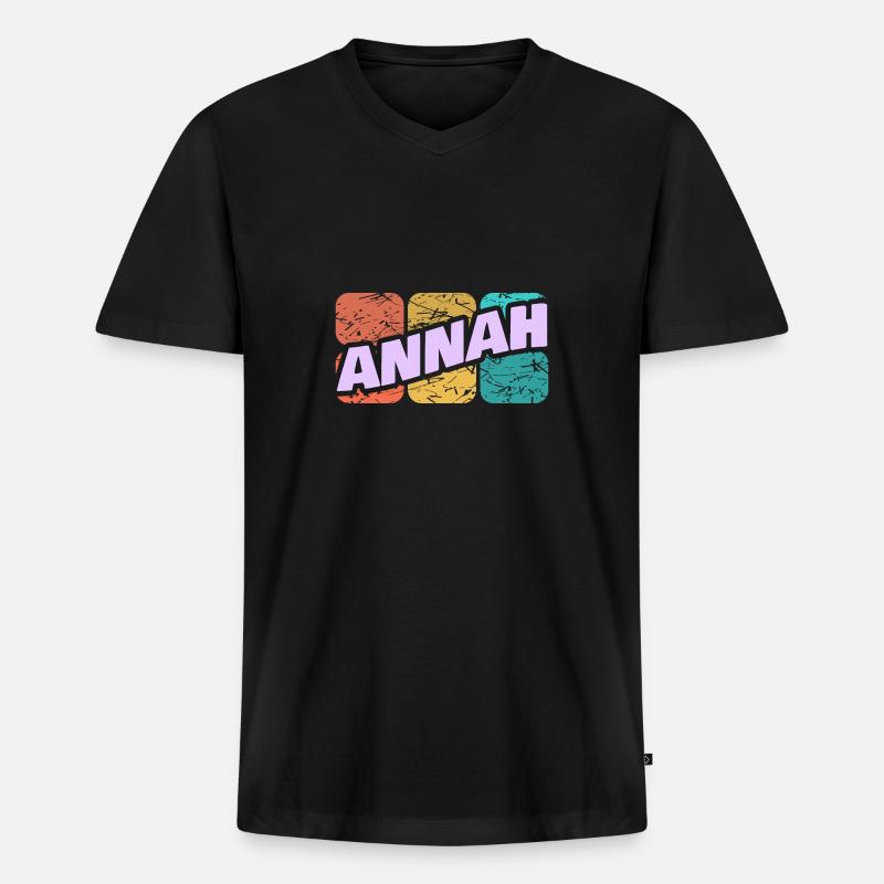 Annah Annah - Männer Premium Bio T-Shirt mit V-Ausschnitt - Schwarz
