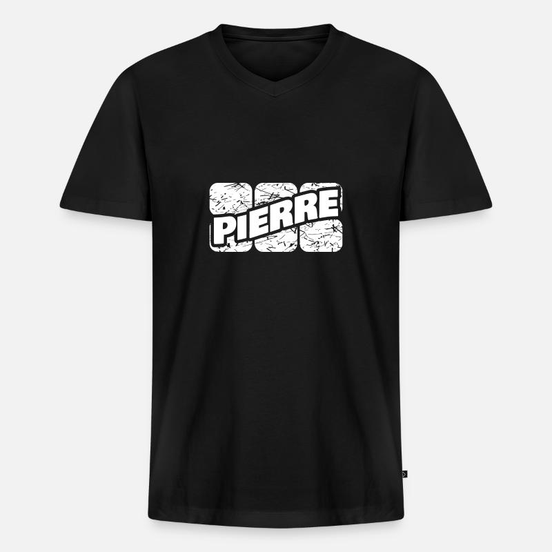 Pierre - Männer Premium Bio T-Shirt mit V-Ausschnitt - Schwarz