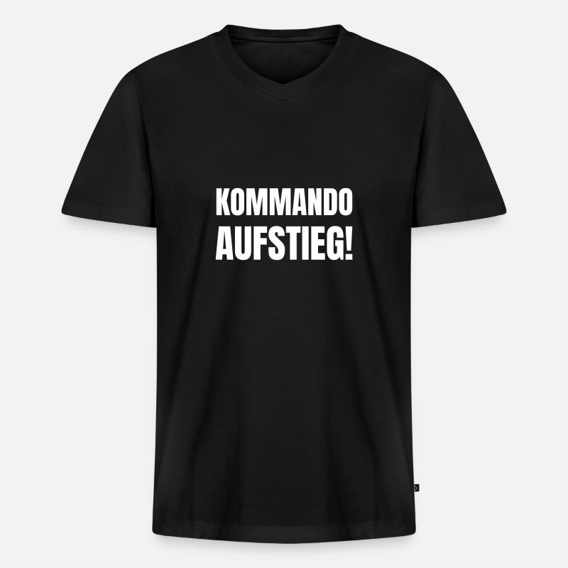 Kommando Aufstieg! - Männer Premium Bio T-Shirt mit V-Ausschnitt - Schwarz