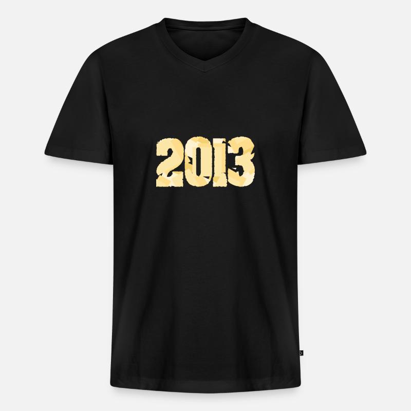 2013 - Männer Premium Bio T-Shirt mit V-Ausschnitt - Schwarz