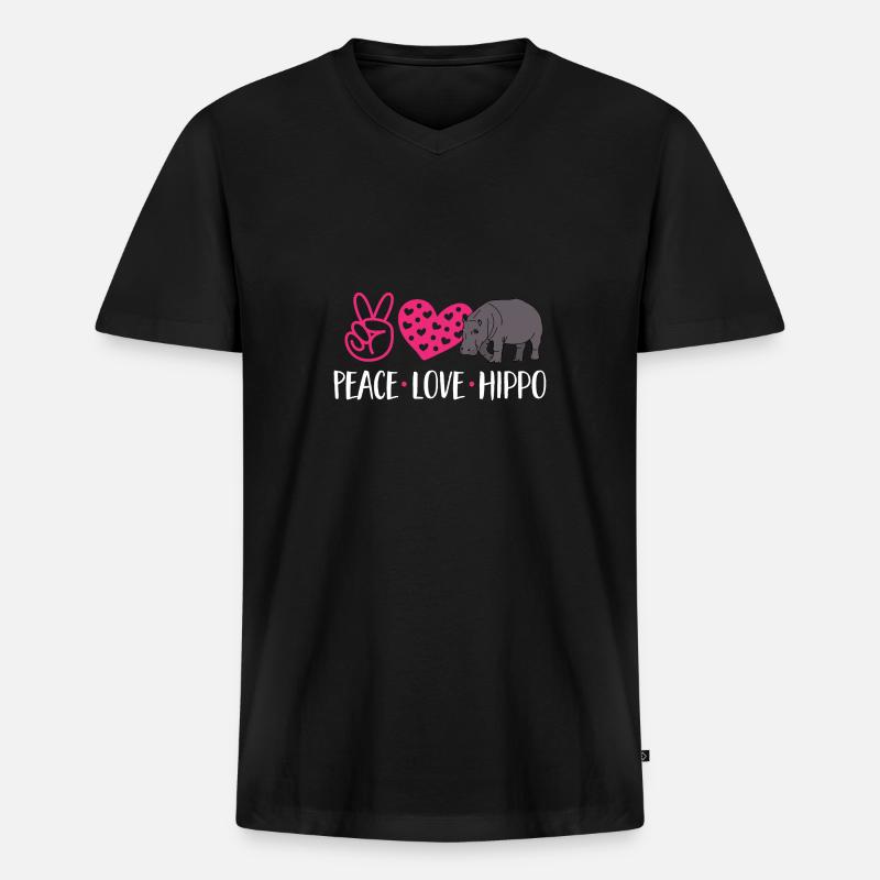 Flusspferd Nilpferd - Männer Premium Bio T-Shirt mit V-Ausschnitt - Schwarz