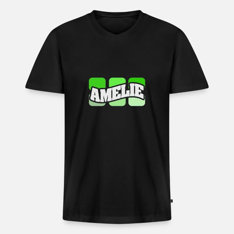 Name Amelie - Männer Premium Bio T-Shirt mit V-Ausschnitt - Schwarz