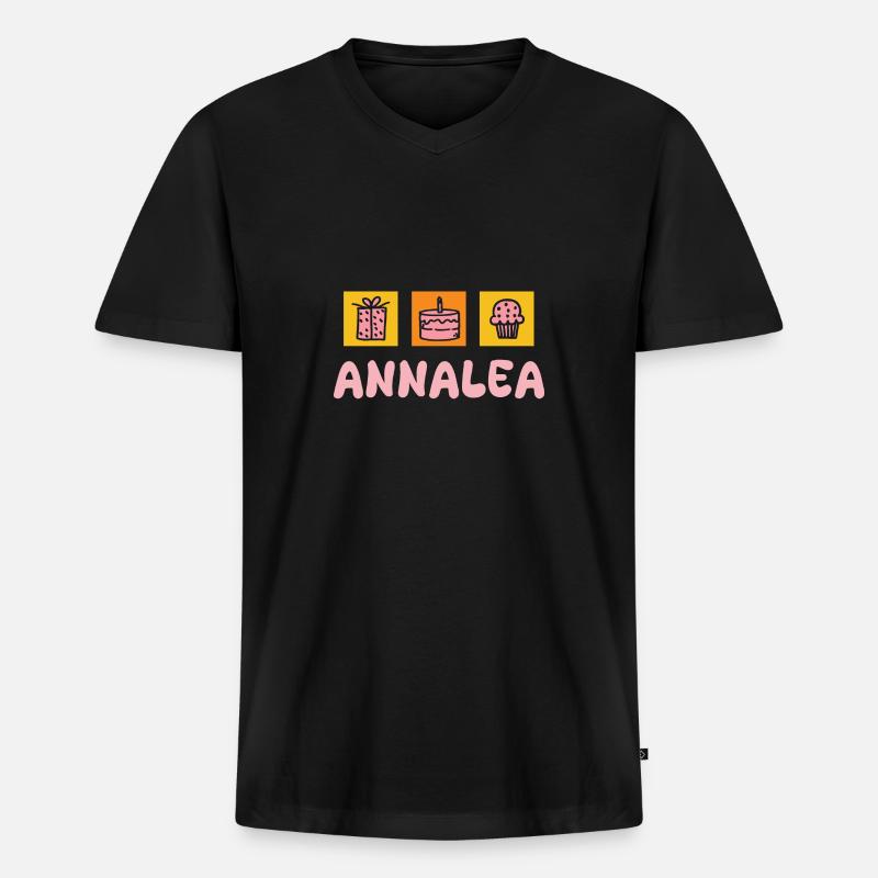 Vorname Annalea - Männer Premium Bio T-Shirt mit V-Ausschnitt - Schwarz